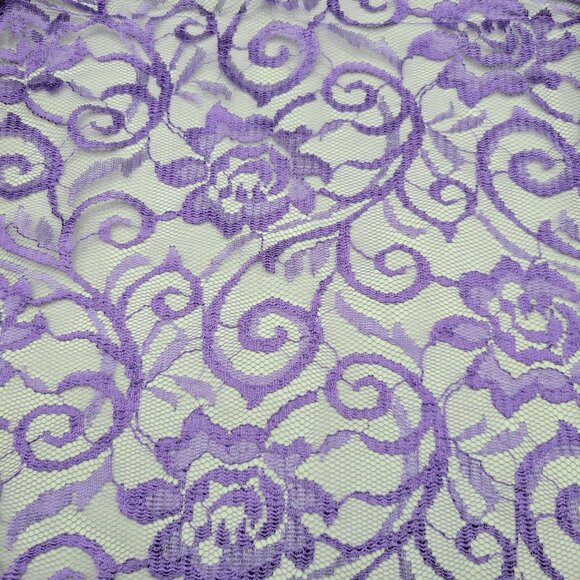 Purple Floral Lace Fabric For Sewing and Crafting Halloween Easter 1 2/3 Yards - Picture 1 of 4